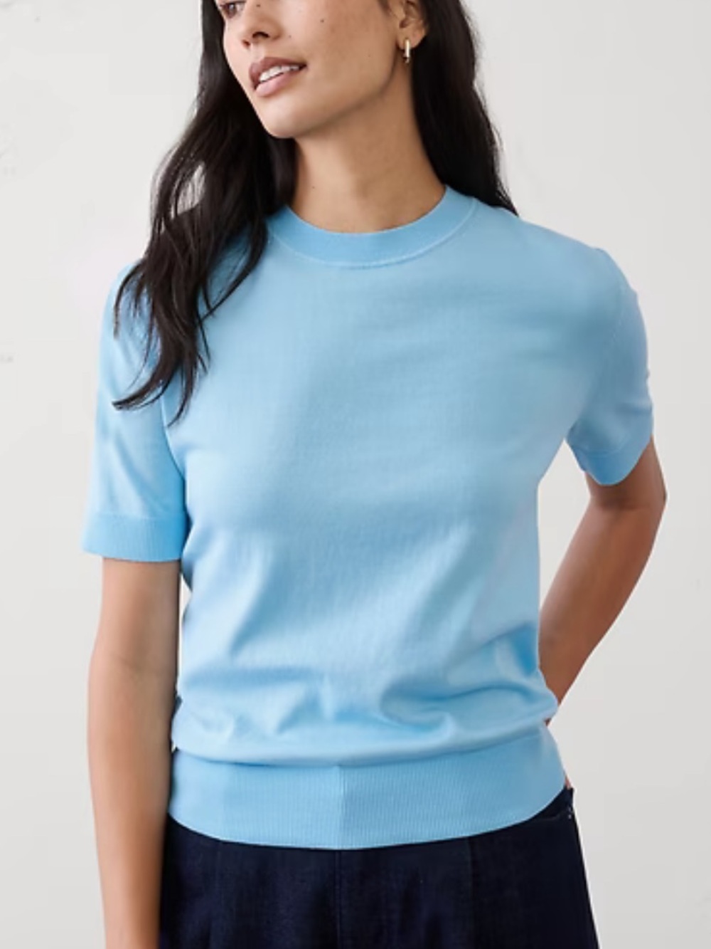 Banana Republic Short-Sleeve Overaized Crewneck Knit Shirt - Heather Mint